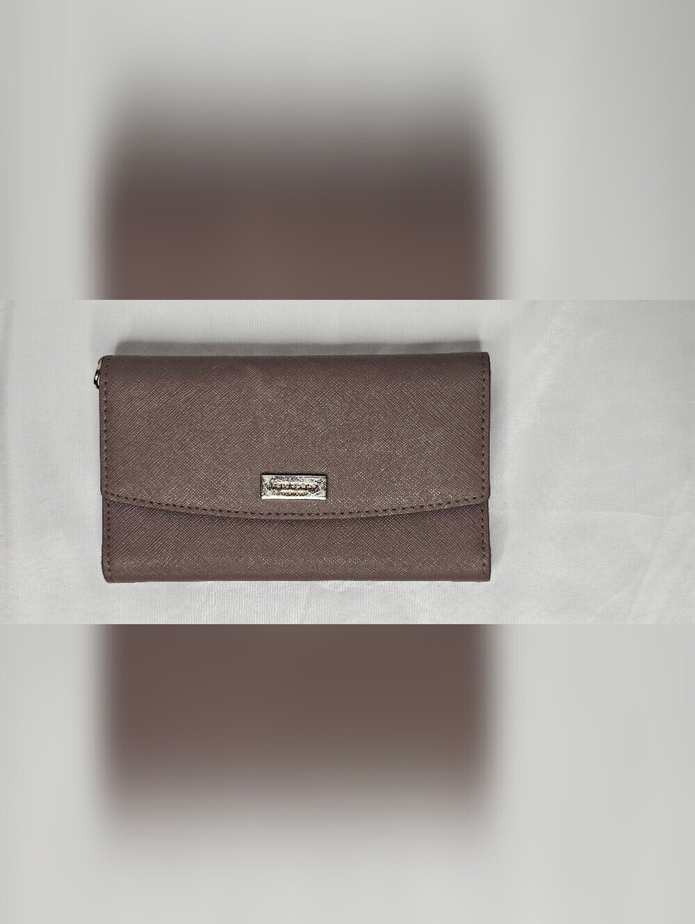 Kate Spade New York Saffiano Leather Trifold Wallet Mauve Taupe NO STRAP